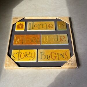 Decorative Tile Wall Plaque with Quote "Home is Where Your Story Begins"